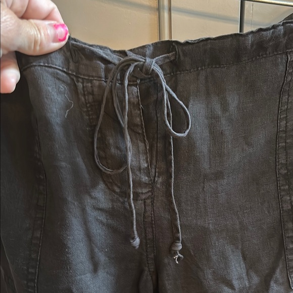 Juicy Couture Black drawstring 100% linenWide-Leg Pants M - Picture 2 of 5